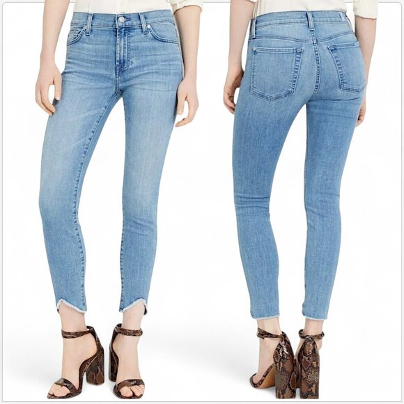 Seven 7 For All Mankind The Ankle Skinny Frayed Wave Hem in Sara NWT New 28 - Picture 1 of 5